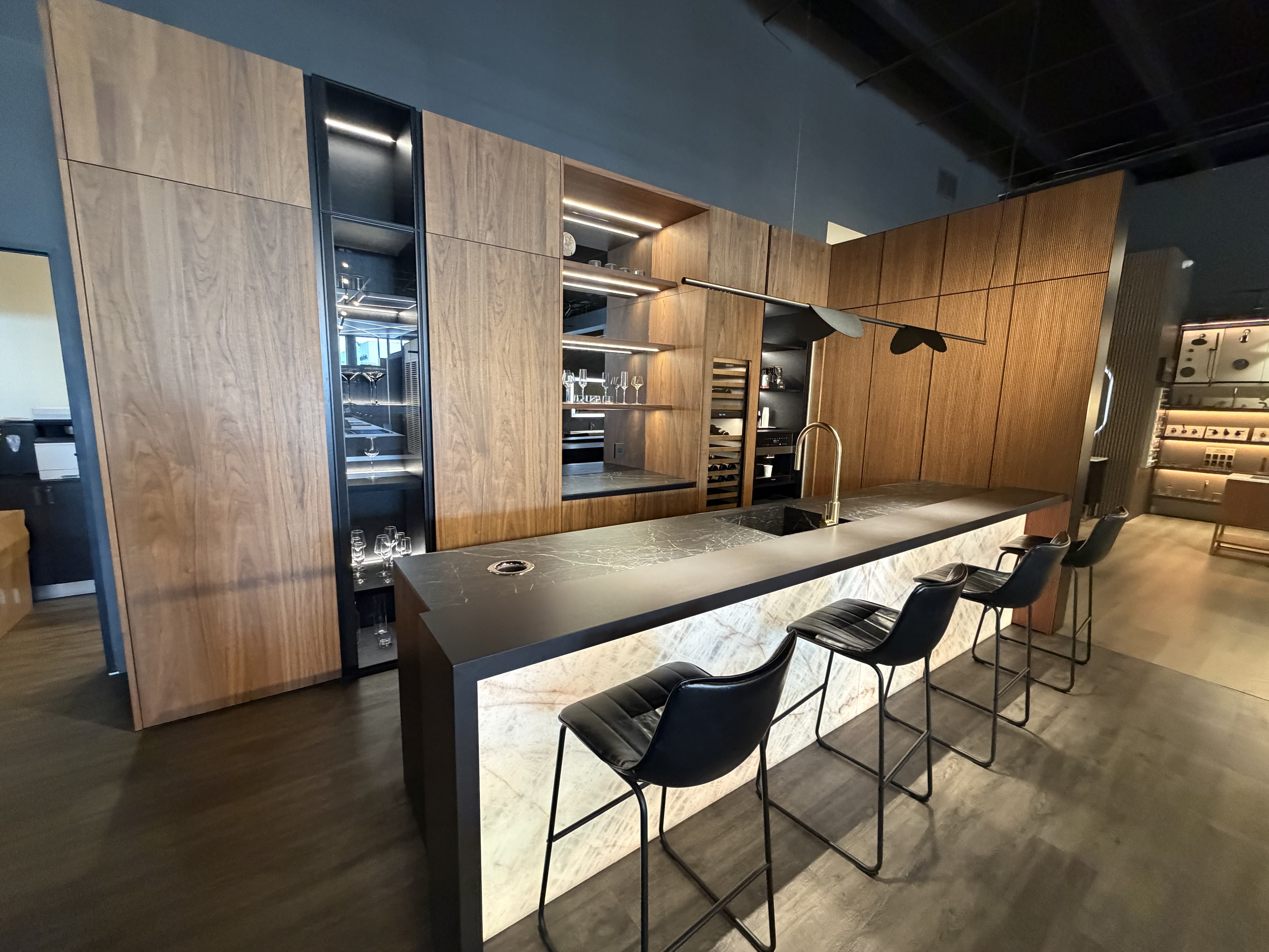 Showroom kitchen display - wood and marble